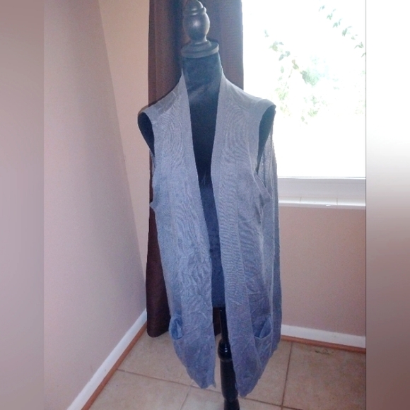 NWOT Womens Roaman's Charcoal Gray Duster Vest Size 1X - Picture 1 of 3